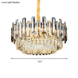 Postmodern Drum Crystal Pendant Light Kit With 10 Brass Chandelier Heads