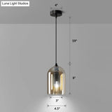 Postmodern Dual Cloche Pendant Bedroom Light With Blown Glass