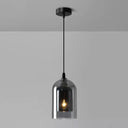 Postmodern Dual Cloche Pendant Bedroom Light With Blown Glass Smoke Gray