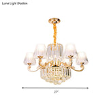Postmodern Empire Shaped Crystal Rod Pendant Chandelier - 6/8/10 Heads Gold Suspension Light