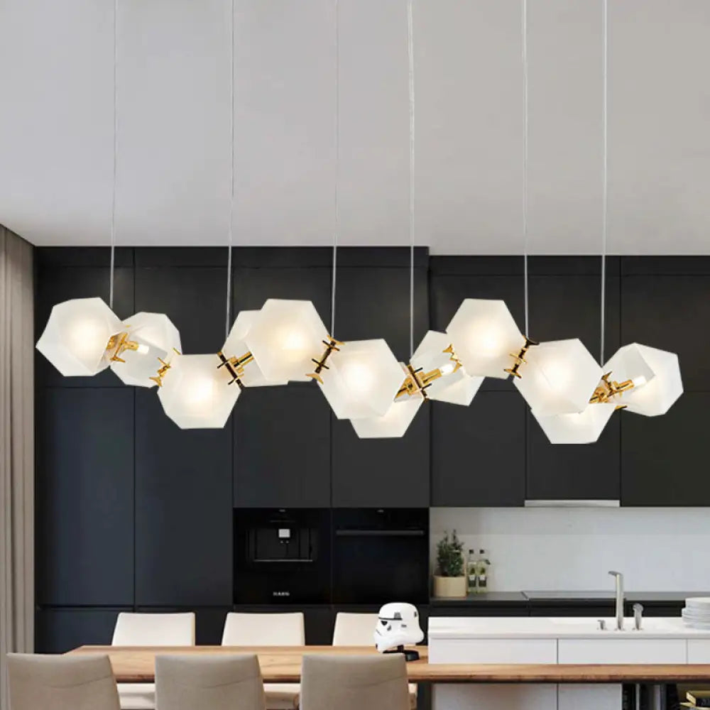 Postmodern Geometric Frosted Glass 6/8/10 Head Gold Hanging Chandelier for a Stylish Lighting Solution 10 / Gold