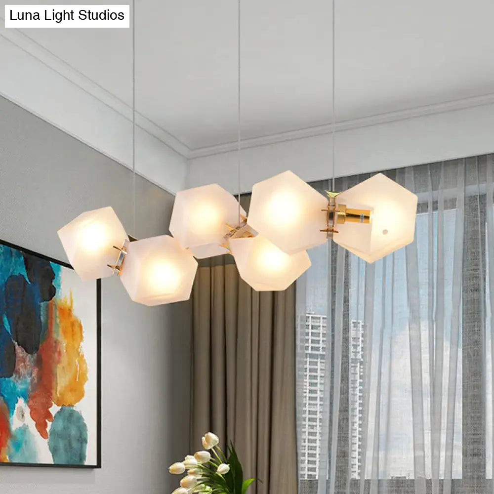 Postmodern Geometric Frosted Glass 6/8/10 Head Gold Hanging Chandelier for a Stylish Lighting Solution Pendant Lighting
