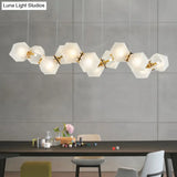 Postmodern Geometric Frosted Glass 6/8/10 Head Gold Hanging Chandelier for a Stylish Lighting Solution Pendant Lighting