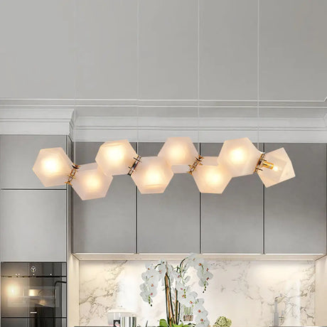 Postmodern Geometric Frosted Glass 6/8/10 Head Gold Hanging Chandelier for a Stylish Lighting Solution 8 / Gold Pendant