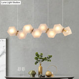 Postmodern Geometric Frosted Glass 6/8/10 Head Gold Hanging Chandelier for a Stylish Lighting Solution Pendant Lighting