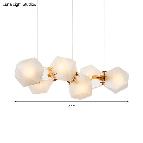Postmodern Geometric Frosted Glass 6/8/10 Head Gold Hanging Chandelier for a Stylish Lighting Solution Pendant Lighting