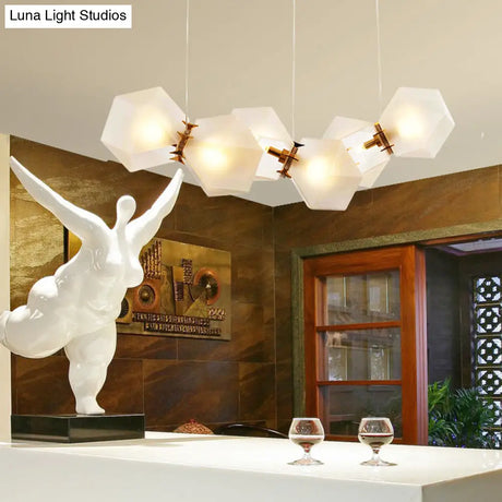 Postmodern Geometric Frosted Glass 6/8/10 Head Gold Hanging Chandelier for a Stylish Lighting Solution Pendant Lighting
