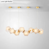 Postmodern Geometric Frosted Glass 6/8/10 Head Gold Hanging Chandelier for a Stylish Lighting Solution Pendant Lighting