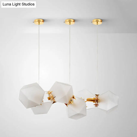 Postmodern Geometric Frosted Glass 6/8/10 Head Gold Hanging Chandelier for a Stylish Lighting Solution Pendant Lighting