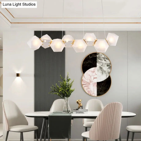 Postmodern Geometric Frosted Glass 6/8/10 Head Gold Hanging Chandelier for a Stylish Lighting Solution Pendant Lighting