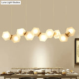 Postmodern Geometric Frosted Glass 6/8/10 Head Gold Hanging Chandelier for a Stylish Lighting Solution Pendant Lighting