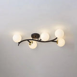 Postmodern Glass Ball Ceiling Light For Living Room - Branch Semi Flush Mount 5 / Black Milk White
