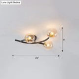 Postmodern Glass Ball Ceiling Light For Living Room - Branch Semi Flush Mount