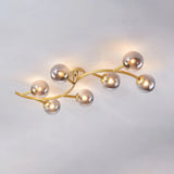 Postmodern Glass Ball Ceiling Light For Living Room - Branch Semi Flush Mount 7 / Gold Smoke Grey
