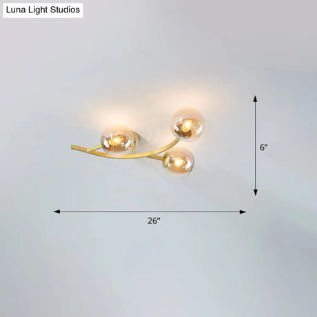 Postmodern Glass Ball Ceiling Light For Living Room - Branch Semi Flush Mount