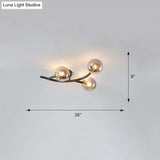 Postmodern Glass Ball Ceiling Light For Living Room - Branch Semi Flush Mount