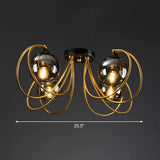 Postmodern Glass Flushmount Ceiling Light With Brass Finish - Ideal For Living Rooms 4 / Smoke Gray