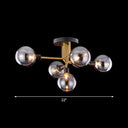Postmodern Glass Modo Chandelier Ceiling Mount: Semi Flush Black Brass Light Fixture 5 / Smoke Gray