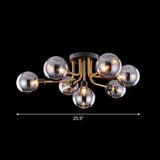 Postmodern Glass Modo Chandelier Ceiling Mount: Semi Flush Black Brass Light Fixture 7 / Smoke Gray