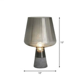 Postmodern Glass Night Lamp With Cement Base: Cup Shaped Table Light For Bedroom Smoke Gray / 10