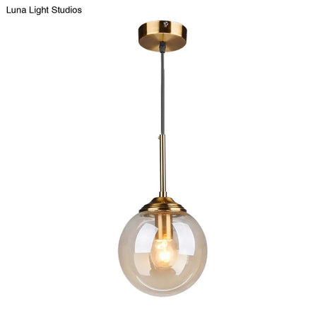 Postmodern Glass Pendant Light: Sphere Drop Design With Bedside & Ceiling Mounts - Brass Finish