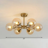Postmodern Glass Sphere Chandelier With Brass Finish – Elegant Hanging Light Fixture For Bedrooms