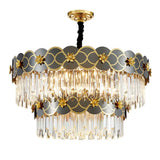 Postmodern Gold-Black Ceiling Chandelier With Crystal Decor - Floral Metallic Lighting Fixture 24 /