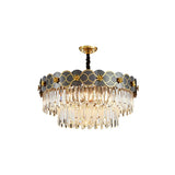 Postmodern Gold-Black Ceiling Chandelier With Crystal Decor - Floral Metallic Lighting Fixture 6 /