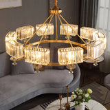 Postmodern Gold Chandelier Ceiling Light For Living Room - Circle Shaped Crystal Block Fixture 10 /