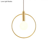 Postmodern Gold Conical/Hoop/Grenade Hanging Lamp - 1-Light Metal/Clear Glass Suspension Pendant