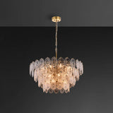 Postmodern Gold Crystal Ceiling Chandelier For Living Room - Elegant Tiered Carved Design 20 /