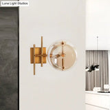 Postmodern Gold Finish Double Ball Glass Wall Sconce For Corners