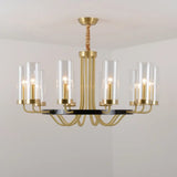 Postmodern Gold Finish Glass Flute Chandelier Ceiling Light For Dining Room 10 /