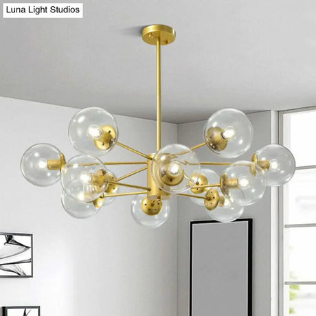 Postmodern Gold Glass Ball Chandelier - Stylish Suspension Lighting For Living Room