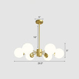 Postmodern Gold Glass Ball Chandelier - Stylish Suspension Lighting For Living Room 6 / Cream