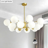 Postmodern Gold Glass Ball Chandelier - Stylish Suspension Lighting For Living Room
