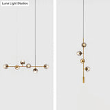 Postmodern Gold Island Pendant With Glass Shades- Set Of 6