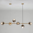 Postmodern Gold Island Pendant With Glass Shades- Set Of 6 Smoke Gray