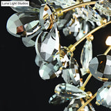 Postmodern Gold Leaf Crystal Semi Flush Mount Ceiling Lamp With 3 Branch - Style Heads