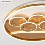 Postmodern Gold Led Flush Mount Ceiling Light With Stepless Dimming - Warm/White & Remote Control