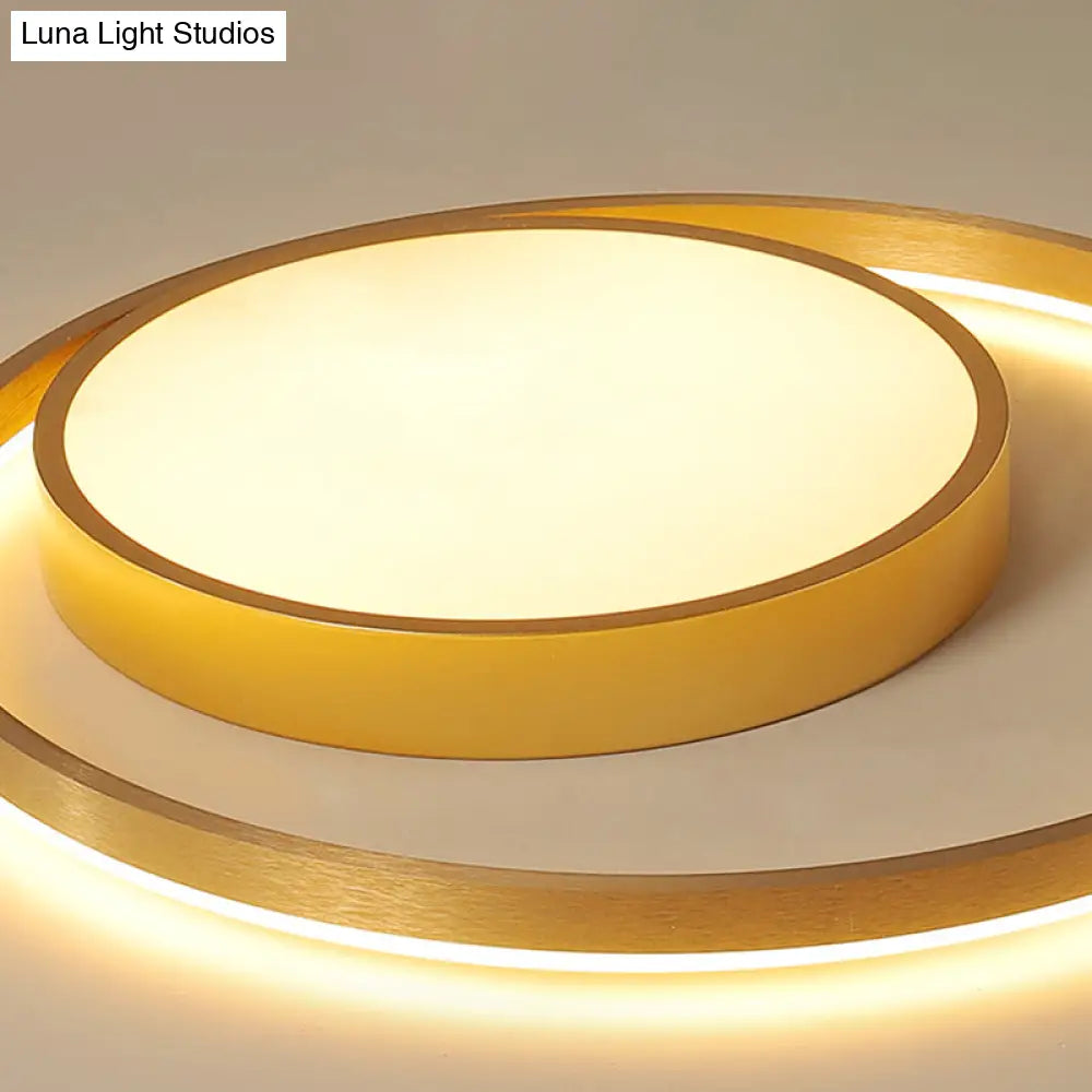 Postmodern Gold Metal Circular Ceiling Light Fixture - 16’/23.5’ Wide Led Flush In Warm/White