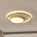 Postmodern Gold Metal Circular Ceiling Light Fixture - 16’/23.5’ Wide Led Flush In Warm/White /