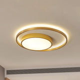 Postmodern Gold Metal Circular Ceiling Light Fixture - 16’/23.5’ Wide Led Flush In Warm/White /