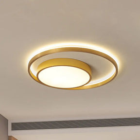 Postmodern Gold Metal Circular Ceiling Light Fixture - 16’/23.5’ Wide Led Flush In Warm/White /