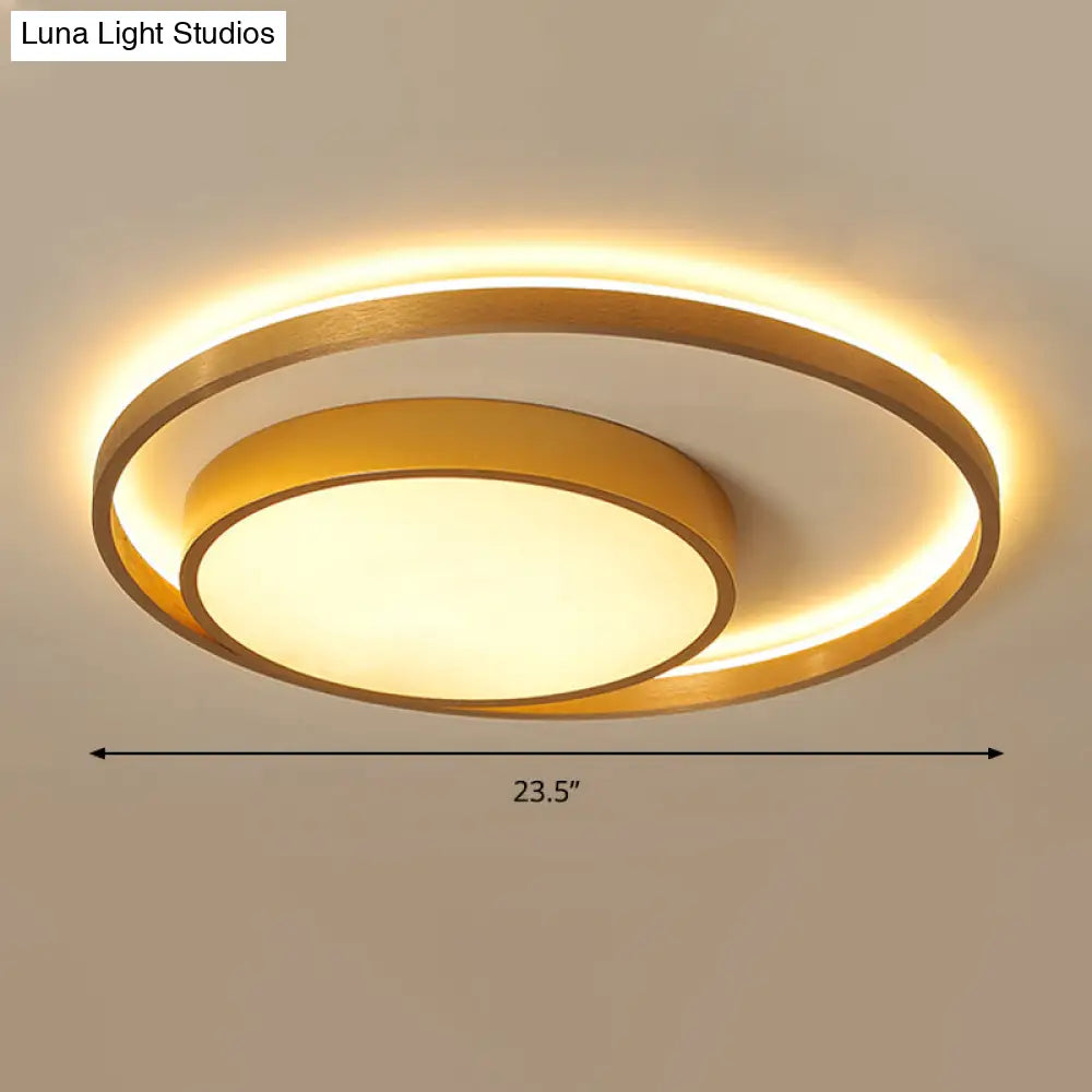 Postmodern Gold Metal Circular Ceiling Light Fixture - 16’/23.5’ Wide Led Flush In Warm/White