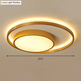Postmodern Gold Metal Circular Ceiling Light Fixture - 16’/23.5’ Wide Led Flush In Warm/White