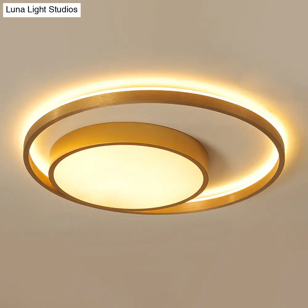 Postmodern Gold Metal Circular Ceiling Light Fixture - 16’/23.5’ Wide Led Flush In Warm/White