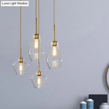 Postmodern Gold Pendant Light: Clear Glass Restaurant Hanging Ceiling Fixture