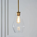 Postmodern Gold Pendant Light: Clear Glass Restaurant Hanging Ceiling Fixture / B