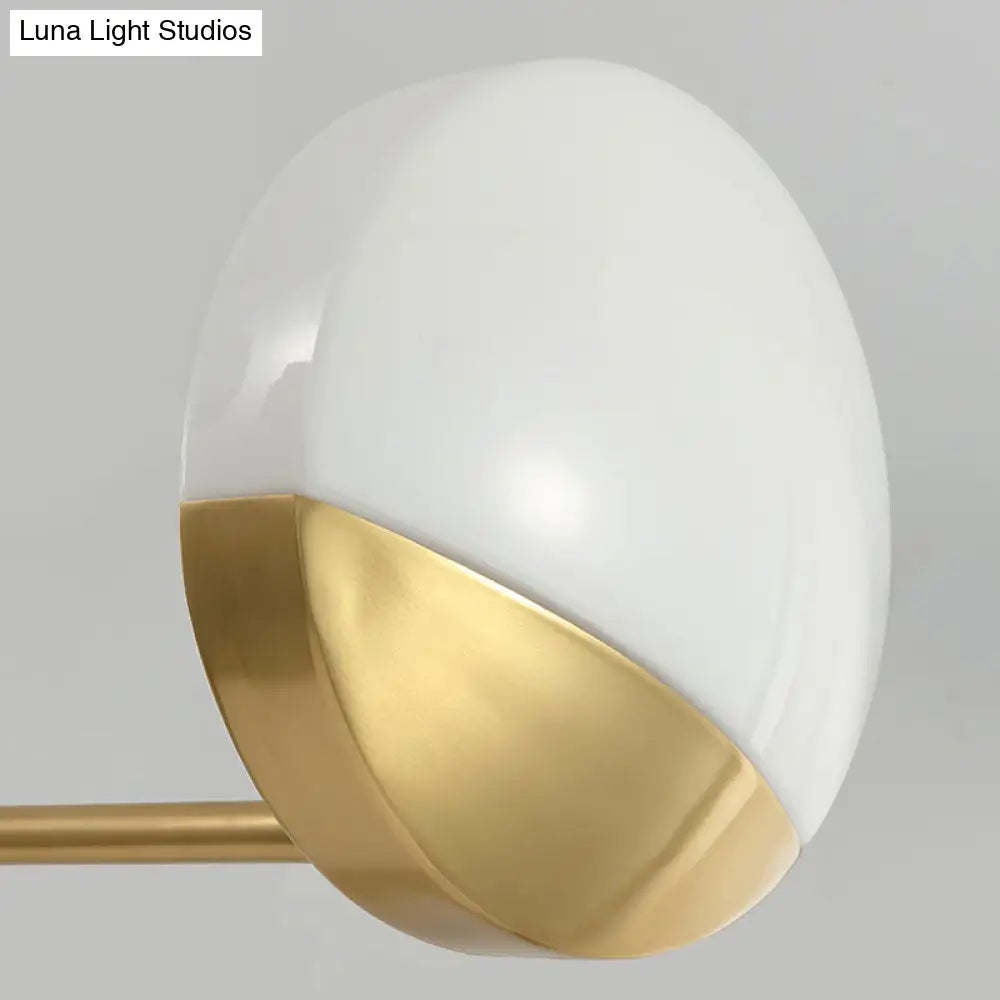 Postmodern Gold Sputnik Chandelier - Metallic 6/8/10-Head Hanging Lamp With Round White Glass Shade